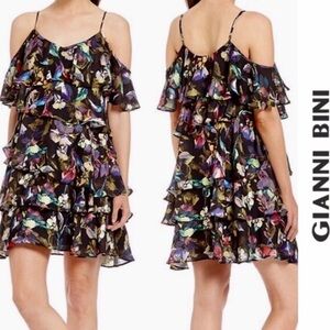 GIANNI BINI Cesa Floral Ruffle Tiered Mini Dress